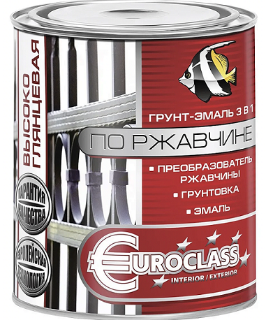 Грунт-эмаль по ржавчине "EUROCLASS" серая 0,9кг