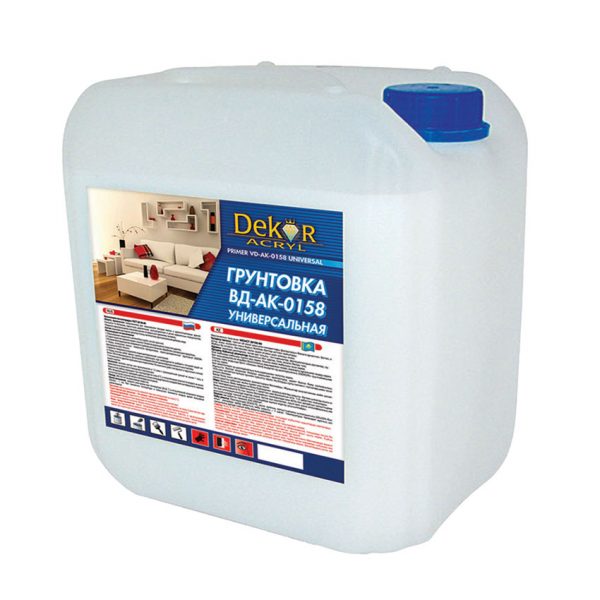 Грунтовка ВД-АК-0158 "DEKOR" проникающая для внутренних и наружных работ 5 кг