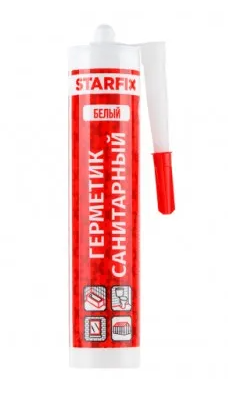 Герметик силиконовый санитарный STARFIX белый, 300 мл, (SM-57866)