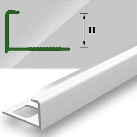 Раскладка ПВХ наружная для плитки 8мм 2,5м, Деконика 001-0 белый глянец