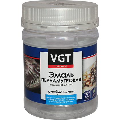 Эмаль ВД-АК-1179 универсальная перламутровая "Серебристо-белая" 0,23 кг