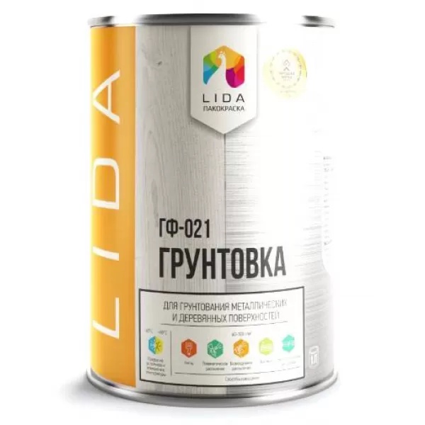 Грунтовка ГФ-021 Красно-коричневая LIDA Ф.1,0 арт.10354  1,0кг