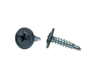 Саморез с прессшайбой, сверло 4,2х16, RAL 7024 (упак.100)