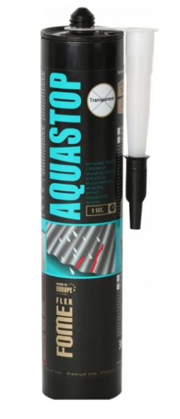 Герметик каучуковый с волокнами FOME FLEX AQUASTOP (прозр.) 300мл., арт.01-4-2-009