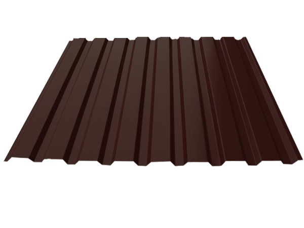 Профильный лист МП 20 (h=1,5м/b=1,15м/толщ.=0,4мм) Пэ-RAL8017 (коричневый) грунт серый