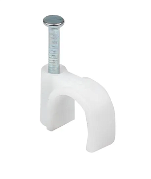 Скоба для крепления круглого кабеля 10 мм белая, с гвоздем (30 шт в зип-локе) STARFIX, арт.SMZ2-3583