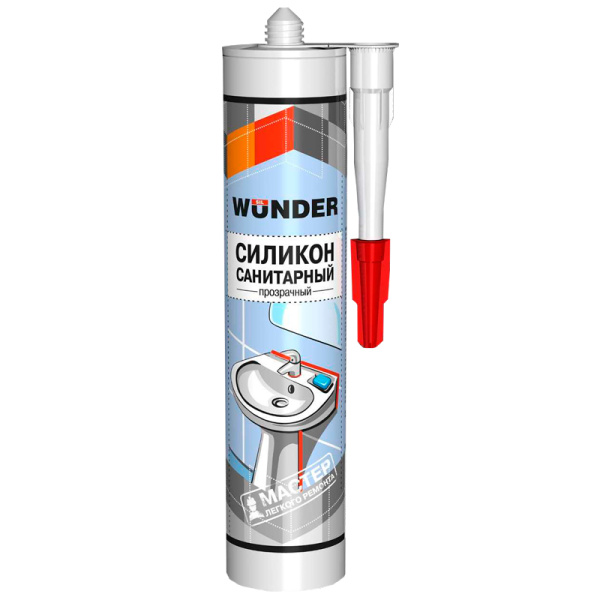 Герметик силиконовый Санитарный WUNDER прозрачный 280мл, арт.02_0311061