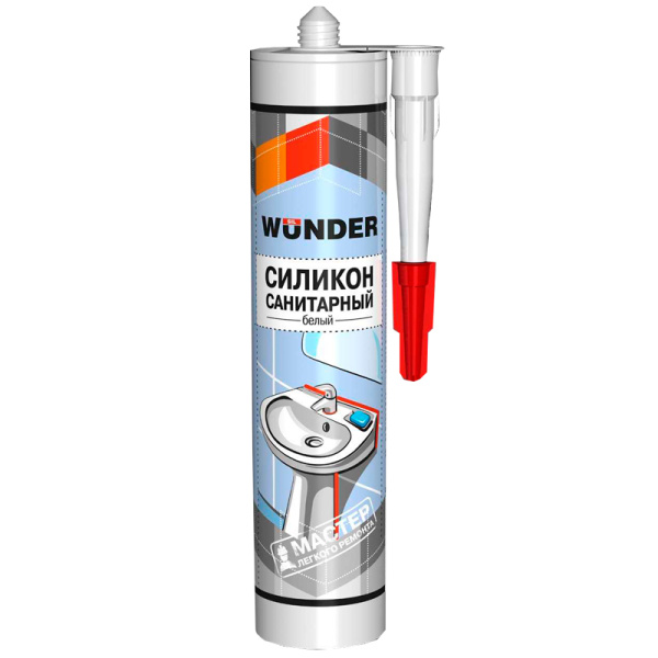 Герметик силиконовый Санитарный WUNDER белый 280мл, арт.02_0311060