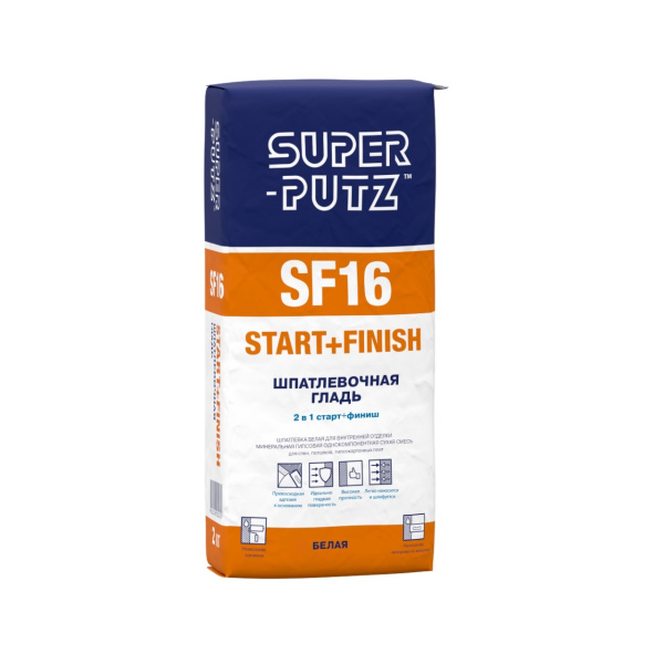 Шпатлевочная гладь  SUPER-PUTZ SF16 START+FINISH 2 кг