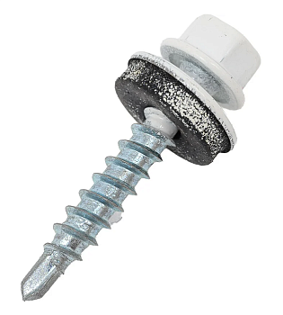 Саморез кровельный  5,5х19 сверло, с резиновой прокладкой, в пласт. контейнере  (упак/50шт) RAL9005