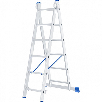 Лестница 2х6 ступеней, алюминиевая, двухсекционная//Сибртех