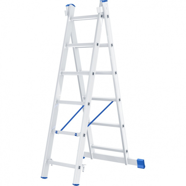 Лестница 2х6 ступеней, алюминиевая, двухсекционная//Сибртех