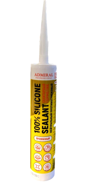 Герметик силиконовый санитарный Адмирал прозрачный, нейтральный, без запаха 280мл