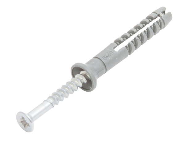 Дюбель быстрого монтажа с гвоздевым шурупом, потай 6х40, п/п, в пласт. конт (50шт) В009139