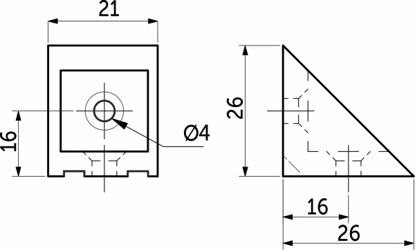 Уголок монтажный одинарный с крышкой совместно -01-(черный)