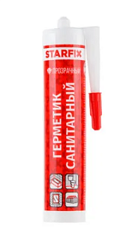 Герметик силиконовый санитарный STARFIX прозрачный, 300 мл (SM-57867)